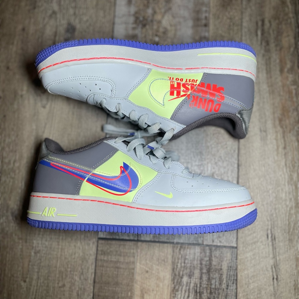 Nike Air Force 1 Low Gray with Neon and Purple Accents